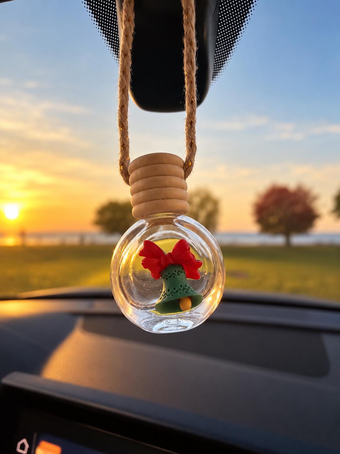 Holiday Hanging Car Diffuser, Festive Glass Air Freshener, Christmas Gift