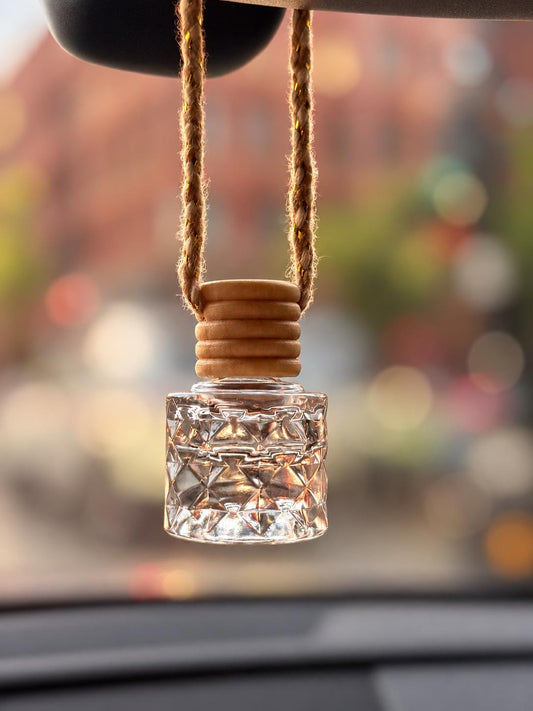 Luxury Hanging Car Diffuser,  Car Freshie, Wooden Cap, Scented Air Freshener