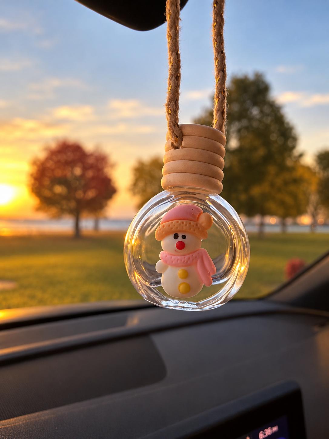 Holiday Hanging Car Diffuser, Festive Glass Air Freshener, Christmas Gift