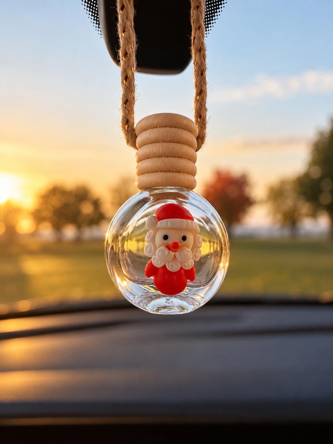 Holiday Hanging Car Diffuser, Festive Glass Air Freshener, Christmas Gift